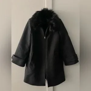 Zara Jackets Coats Zara Bell Sleeve Wool Coat With Faux Fur